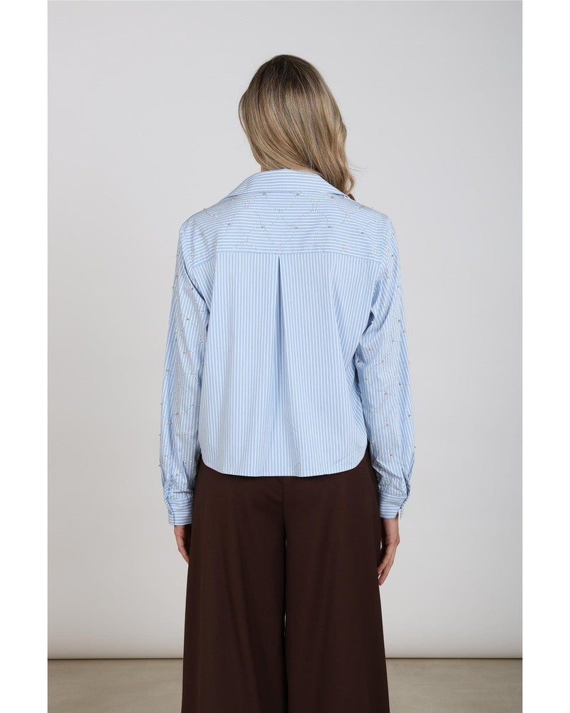 Nowi Blouse Stripe Stones Licht Blauw Nowi Blouse Stripe Stones Licht Blauw