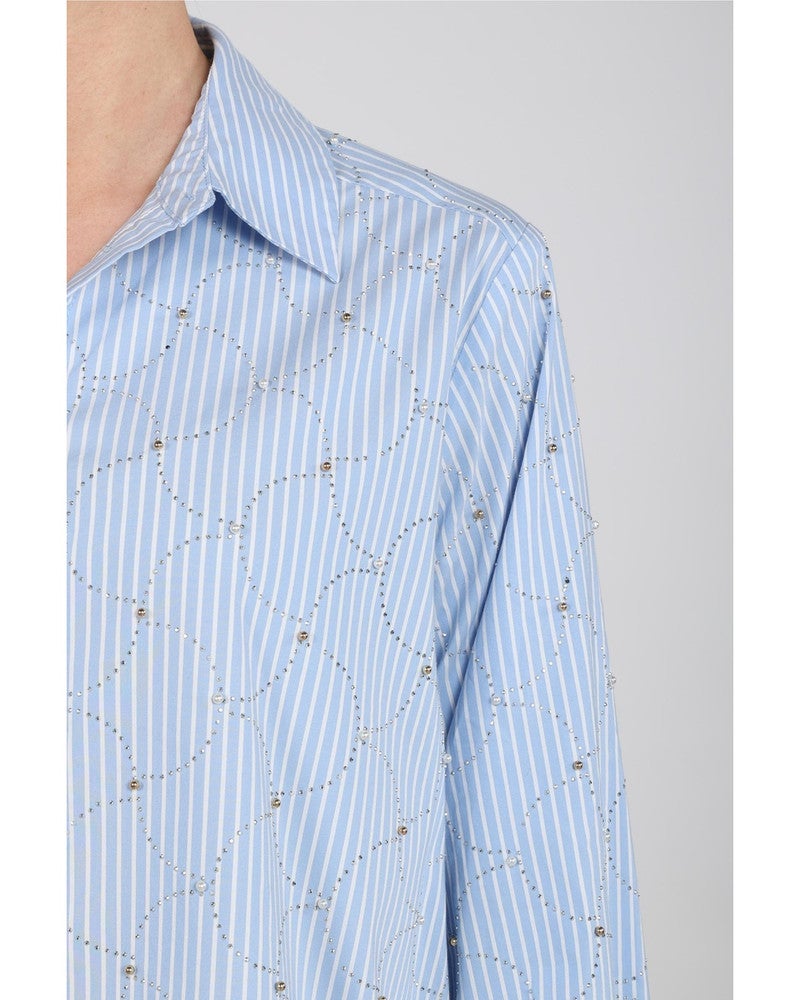 Nowi Blouse Stripe Stones Licht Blauw Nowi Blouse Stripe Stones Licht Blauw