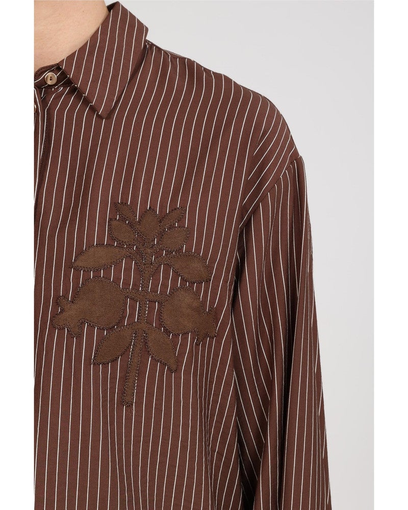 Alice Blouse Stripes Embroidery Bruin 1 Alice Blouse Stripes Embroidery Bruin 1
