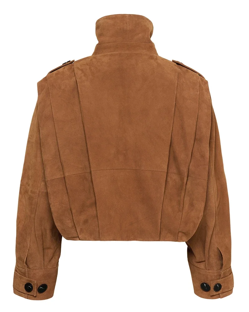MWPetra Suede Pleat Jacket Bruin 1 MWPetra Suede Pleat Jacket Bruin 1