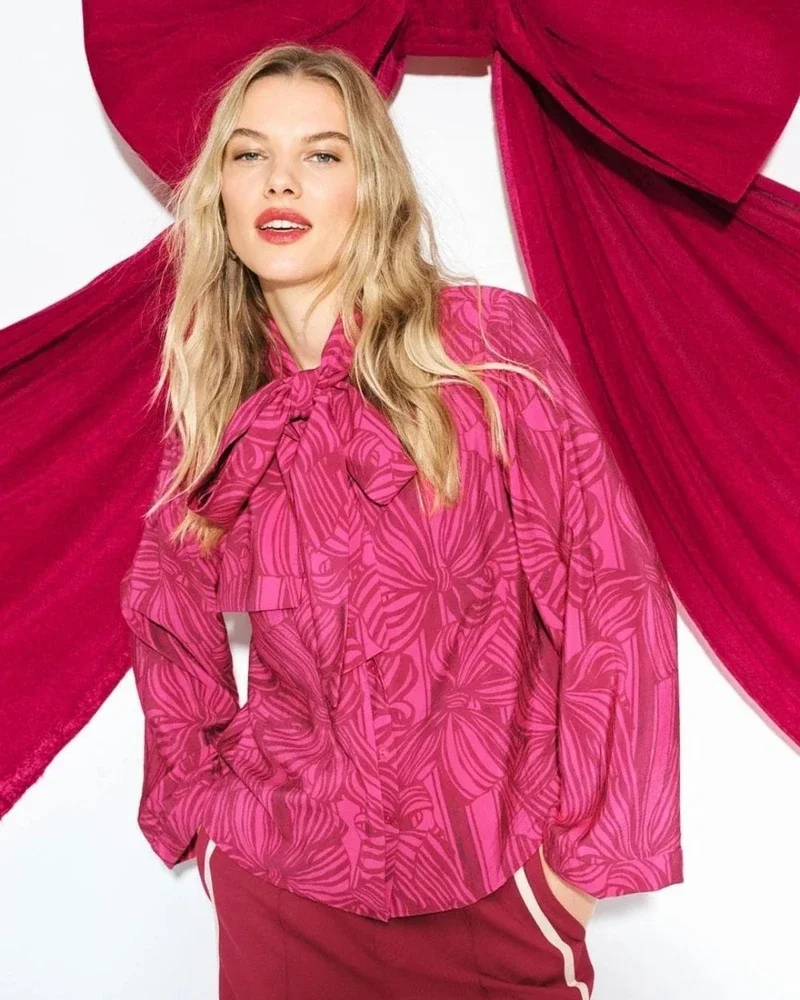 BLOUSE - Sara Ribbon Pink Roze BLOUSE - Sara Ribbon Pink Roze