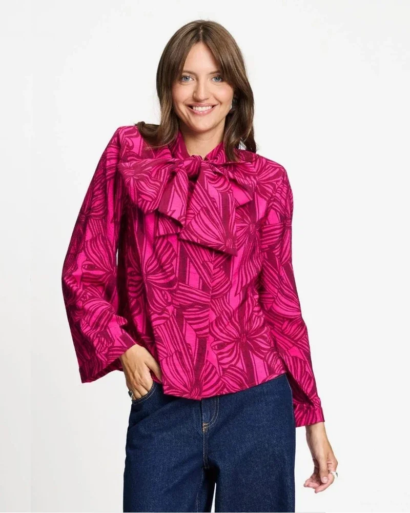 BLOUSE - Sara Ribbon Pink Roze BLOUSE - Sara Ribbon Pink Roze