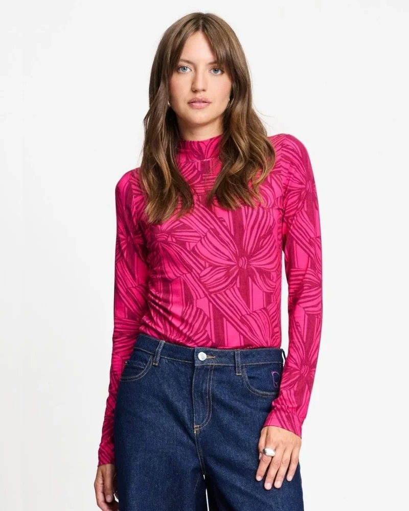 TURTLENECK - Romi Jersey Ribbon Pink Roze TURTLENECK - Romi Jersey Ribbon Pink Roze