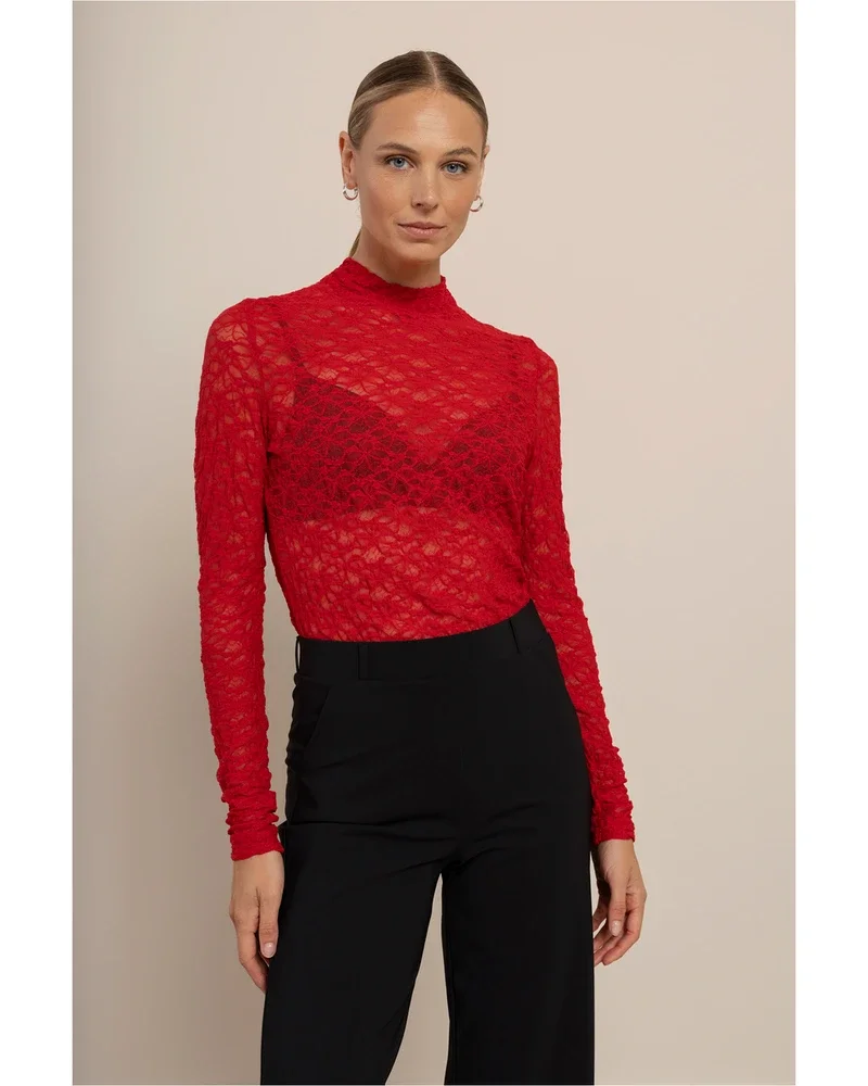 Reagan lace col top Rood Reagan lace col top Rood