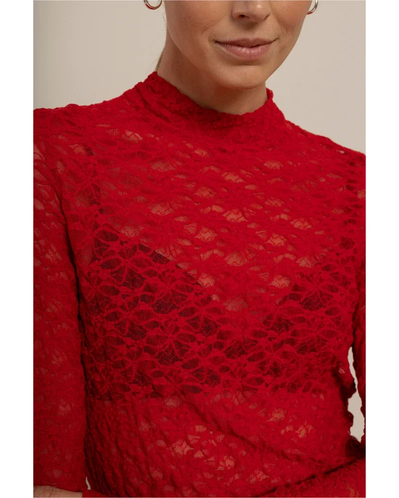 Reagan lace col top Rood Reagan lace col top Rood