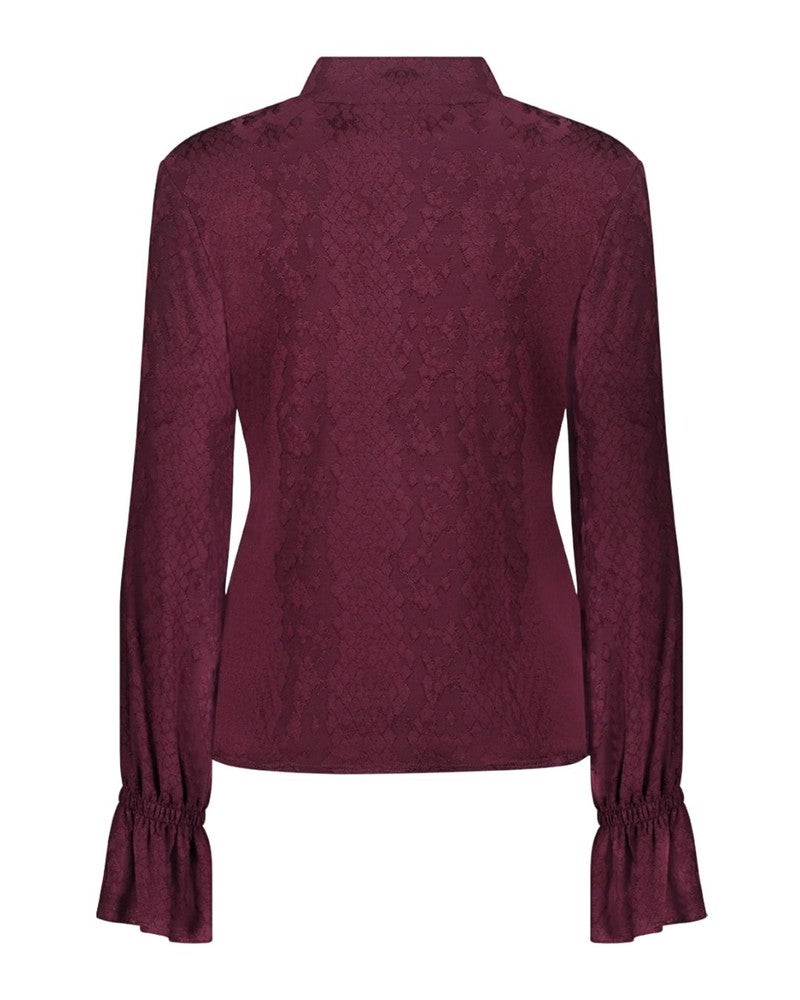 Top met lange mouw en borduursel Bordeaux Top met lange mouw en borduursel Bordeaux