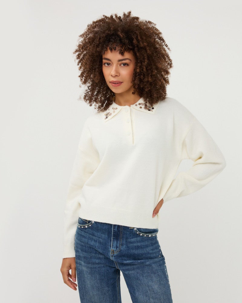 Sweater beaded collar Off White Sweater beaded collar Off White