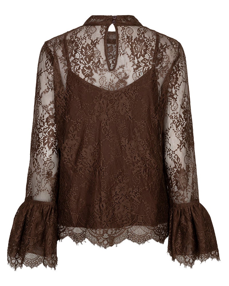 Blouse trumpet sleeve lace Bruin 1 Blouse trumpet sleeve lace Bruin 1