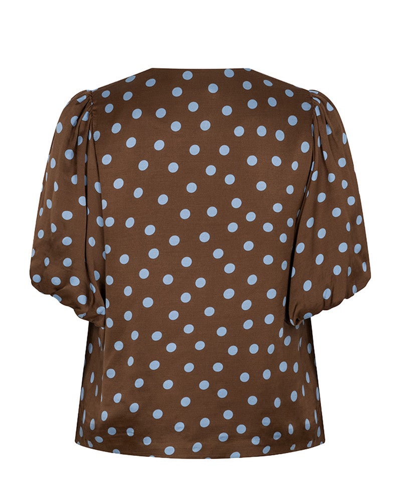 Blouse balloon sleeve Polka Dot Bruin 1 Blouse balloon sleeve Polka Dot Bruin 1