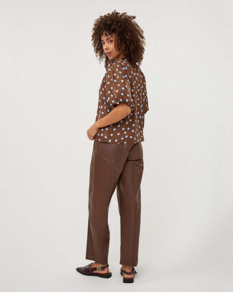 Blouse balloon sleeve Polka Dot Bruin 1 Blouse balloon sleeve Polka Dot Bruin 1