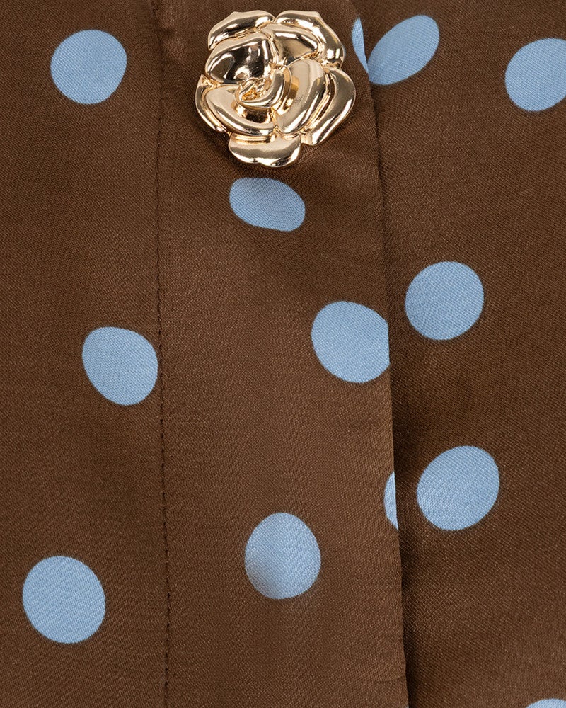 Blouse balloon sleeve Polka Dot Bruin 1 Blouse balloon sleeve Polka Dot Bruin 1