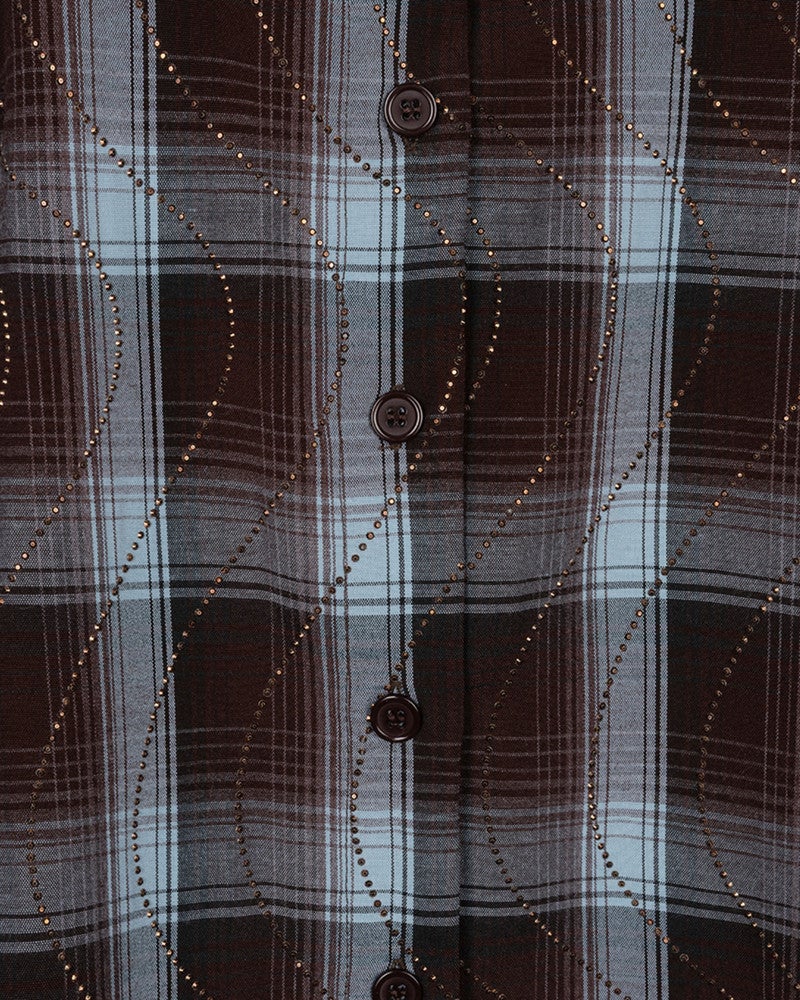 Blouse check strass Bruin 1 Blouse check strass Bruin 1