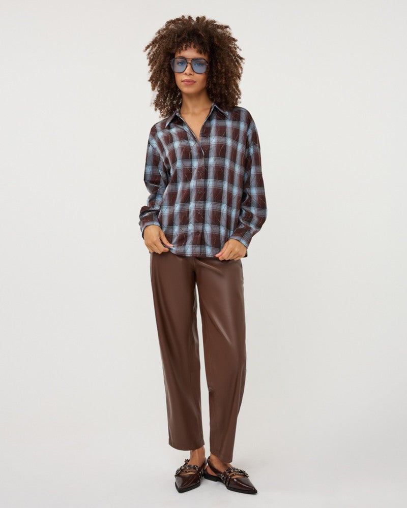 Blouse check strass Bruin 1 Blouse check strass Bruin 1