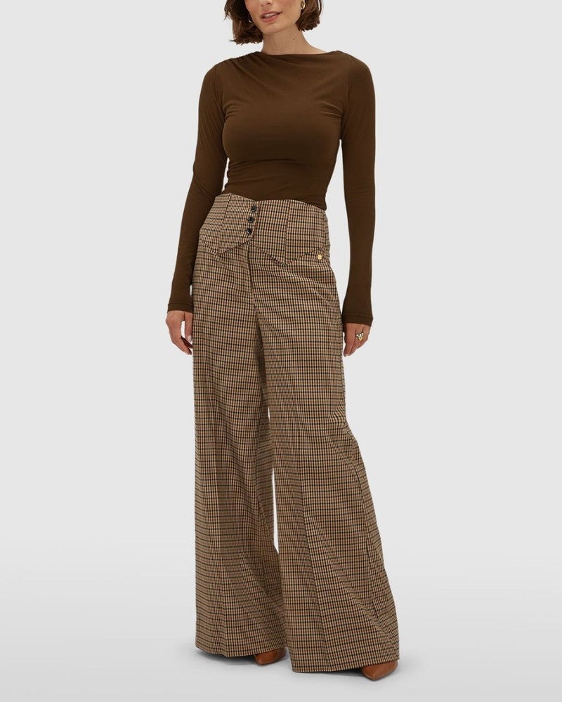 PETRA high waisted wide leg pantalon Bruin 1 PETRA high waisted wide leg pantalon Bruin 1
