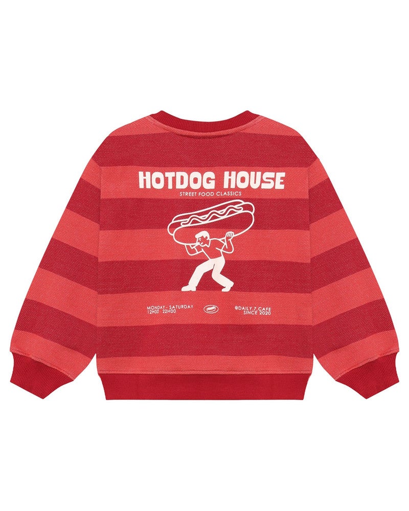 Oversized Sweater Big Stripe Double Red Rood Oversized Sweater Big Stripe Double Red Rood