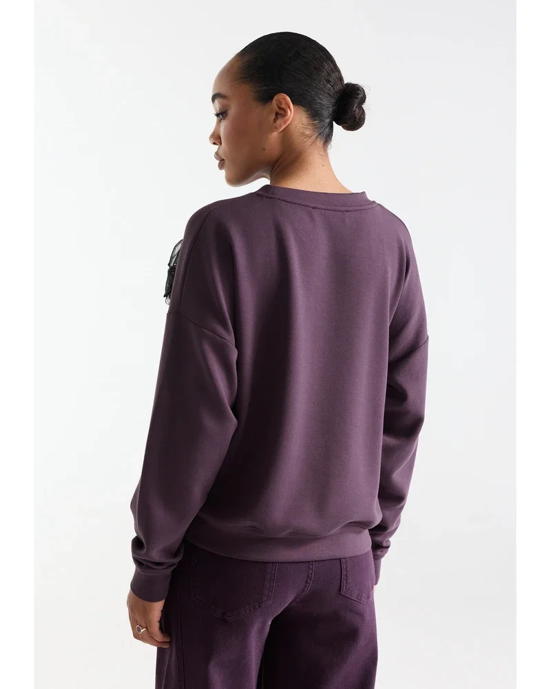 CAROLA TRUI fsw 112 sweat flowers long sleeve Paars CAROLA TRUI fsw 112 sweat flowers long sleeve Paars
