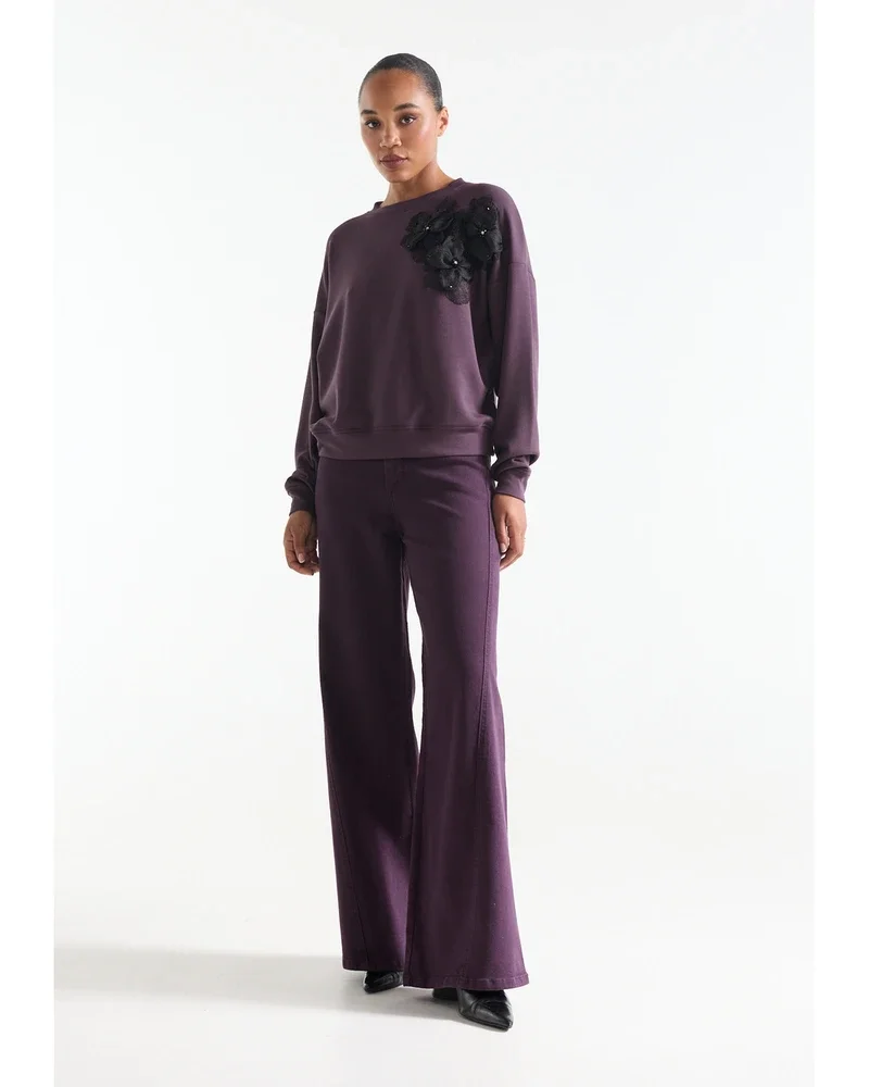 CAROLA TRUI fsw 112 sweat flowers long sleeve Paars CAROLA TRUI fsw 112 sweat flowers long sleeve Paars
