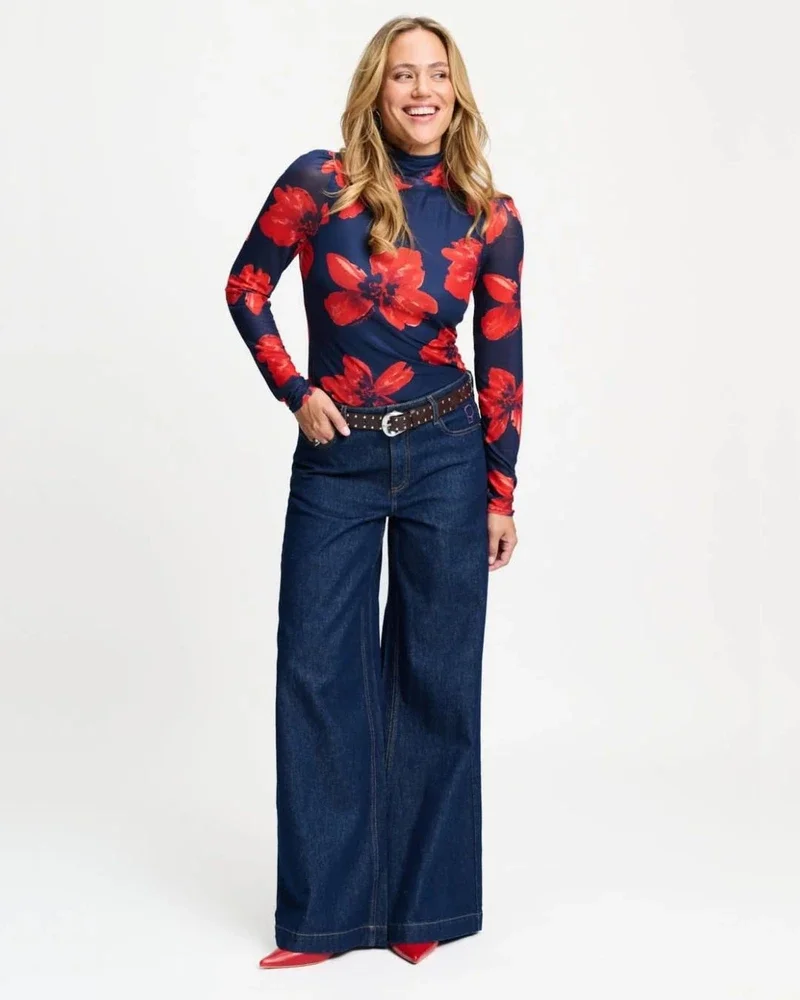 TURTLENECK - Romi Mesh Bloom Rouge Multi TURTLENECK - Romi Mesh Bloom Rouge Multi