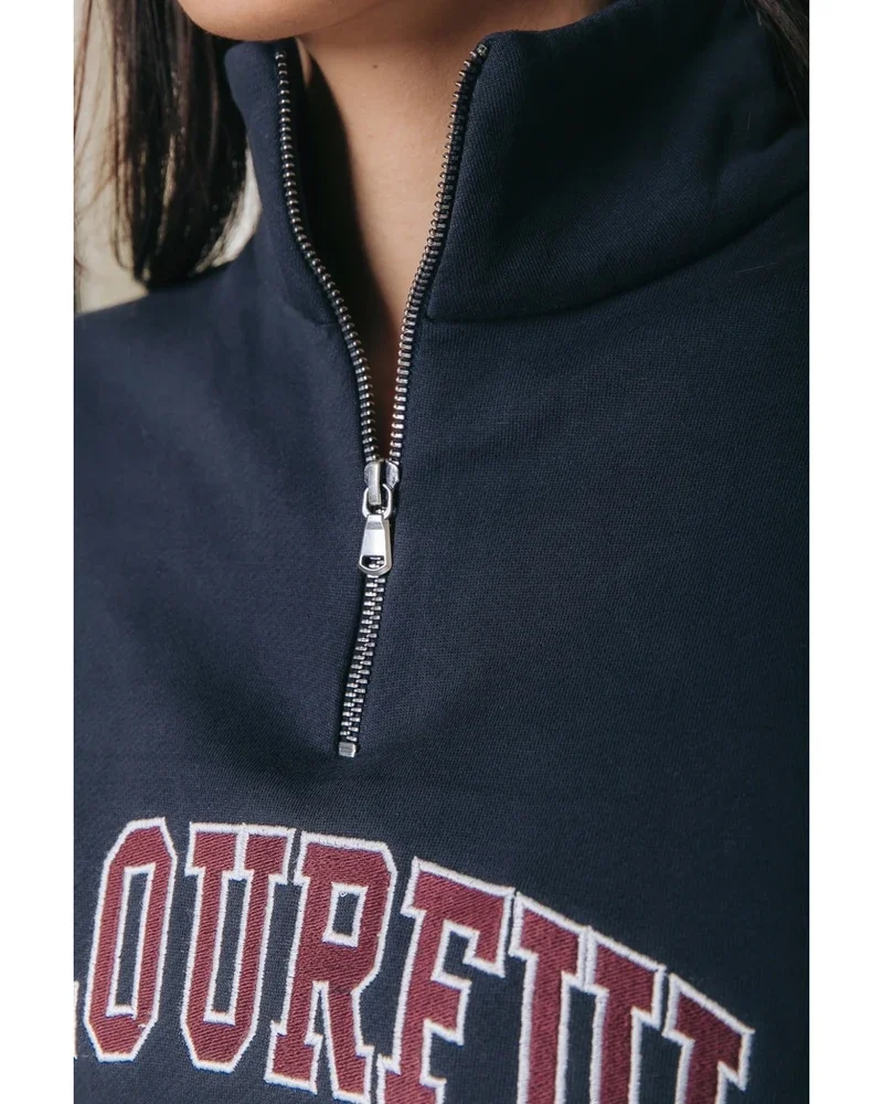 Colourful Rebel Embro Zip Sweat Blauw Colourful Rebel Embro Zip Sweat Blauw