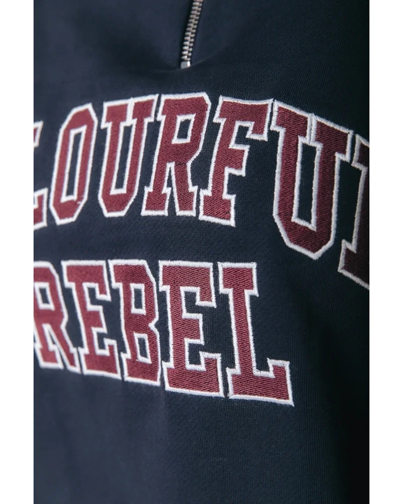 Colourful Rebel Embro Zip Sweat Blauw Colourful Rebel Embro Zip Sweat Blauw
