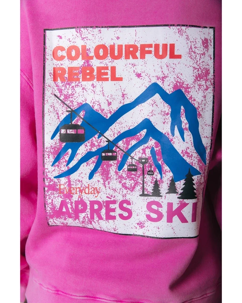 Apres Ski Acid Wash Dropped Shoulder Sweat Roze Apres Ski Acid Wash Dropped Shoulder Sweat Roze