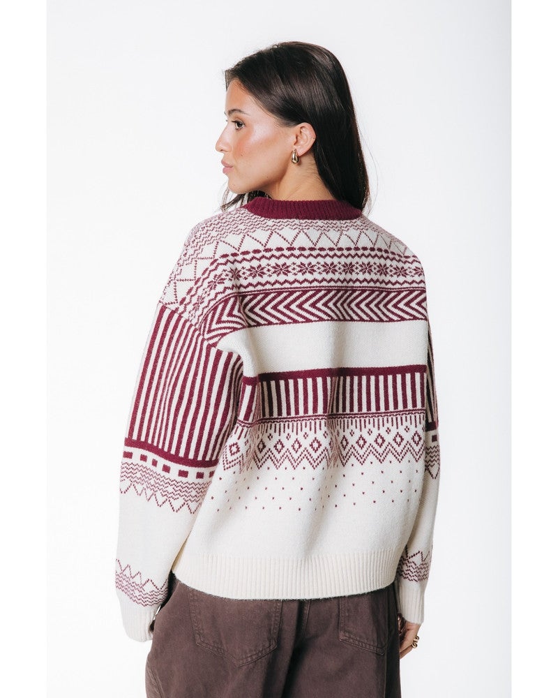 Arden Nordic Fair Isle Sweater Bordeaux Arden Nordic Fair Isle Sweater Bordeaux