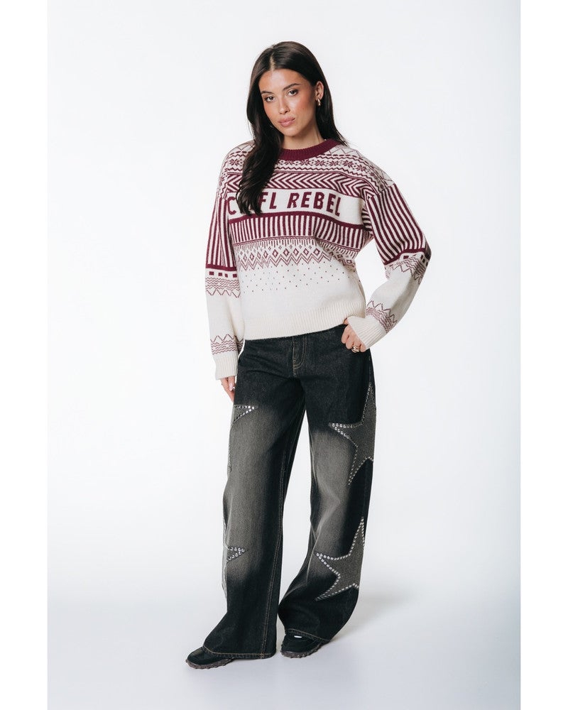 Arden Nordic Fair Isle Sweater Bordeaux Arden Nordic Fair Isle Sweater Bordeaux
