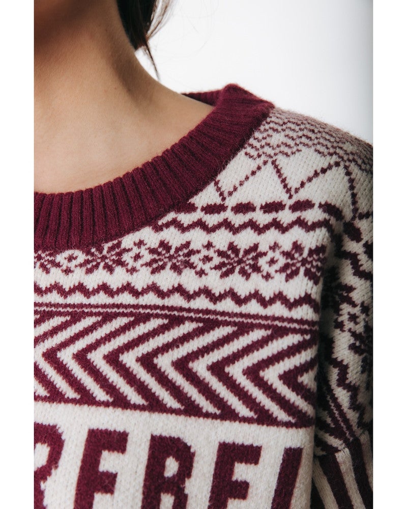 Arden Nordic Fair Isle Sweater Bordeaux Arden Nordic Fair Isle Sweater Bordeaux