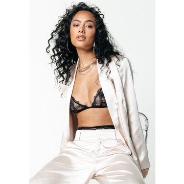 Rikki Satin Boyfriend Blazer Beige KL