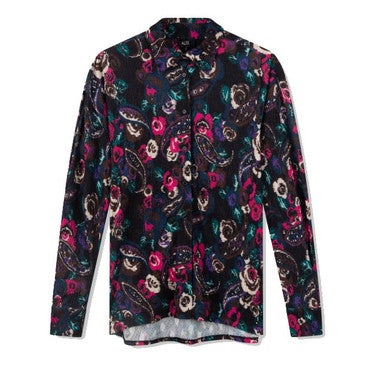 Ladies Woven Paisley Flower Oversized Blouse Groen KL