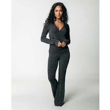 Fay Lurex Stripe Fake Wrap Top Blauw KL