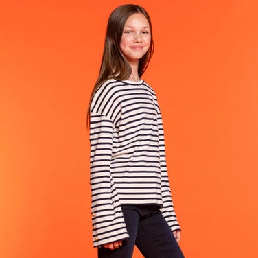 Sweater Striped With Buttons 32609K Wit KL