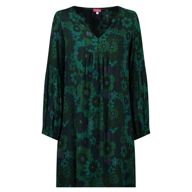 Tunic Dress Flower Power Zwart