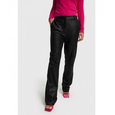 Ladies Woven Foil Printed Pants Zwart