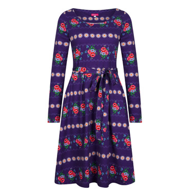 Dress Frenchy Vintage Folk Blauw KL