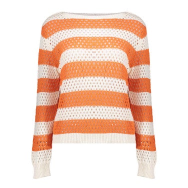 Pullover crochet striped Wit