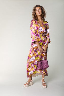 Lela Floral Wrap Maxi Dress Roze KL