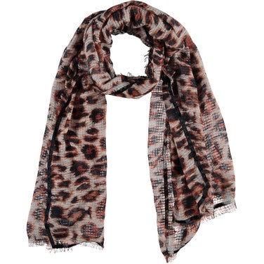 Ladies Printed Scarf Oblong 100x200 Beige KL