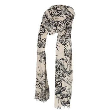 Ladies Printed Scarf Oblong 70x200 397 Beige KL