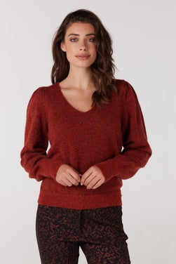 Bowien Knit V-Neck Long Sleeve Oranje KL