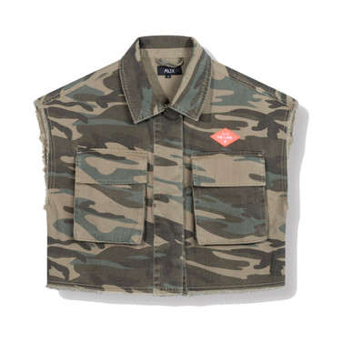 Ladies Woven Camouflage Cotton Waistcoat Groen KL