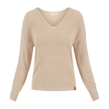 fijngebreide trui met v-hals Beige KL