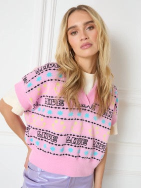 Ladies knitted gillet Ally Paars KL