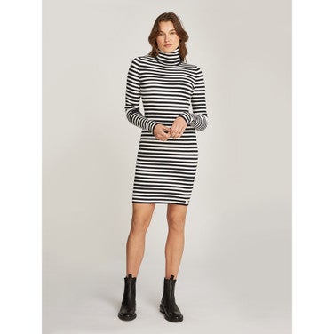 Tight Sweater Dress Zwart Wit KL