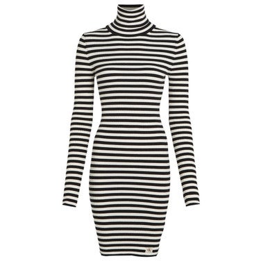 Tight Sweater Dress Zwart Wit KL