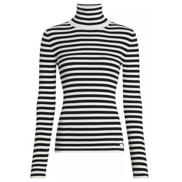 Woven Label Roll Neck Sweater Zwart Wit KL