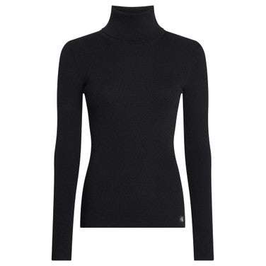 Woven Label Roll Neck Sweater Zwart KL