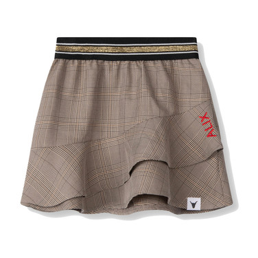 Kids woven check ruffle skirt Camel