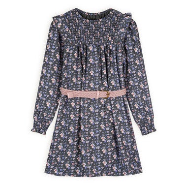 Maan AOP Watercolor dress with belt Grijs