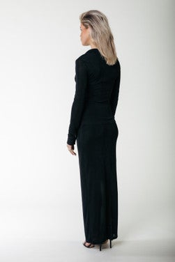 Nowie Back Slit Maxi Skirt Zwart 1